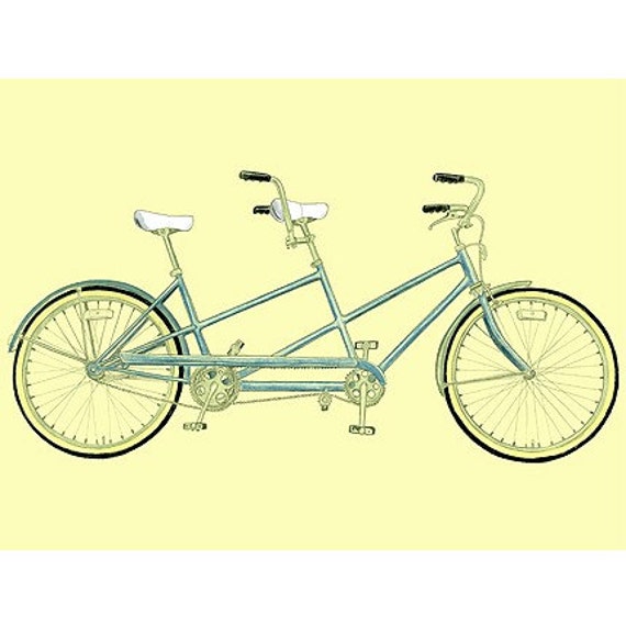 Vintage Tandem Bike Drawing