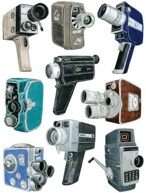 9 MOVIE CAMERA DRAWINGS Limited Edition Print by ChristineBerrie
