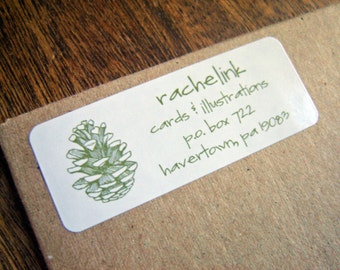 Pine Cone - return address label stickers - set of 60