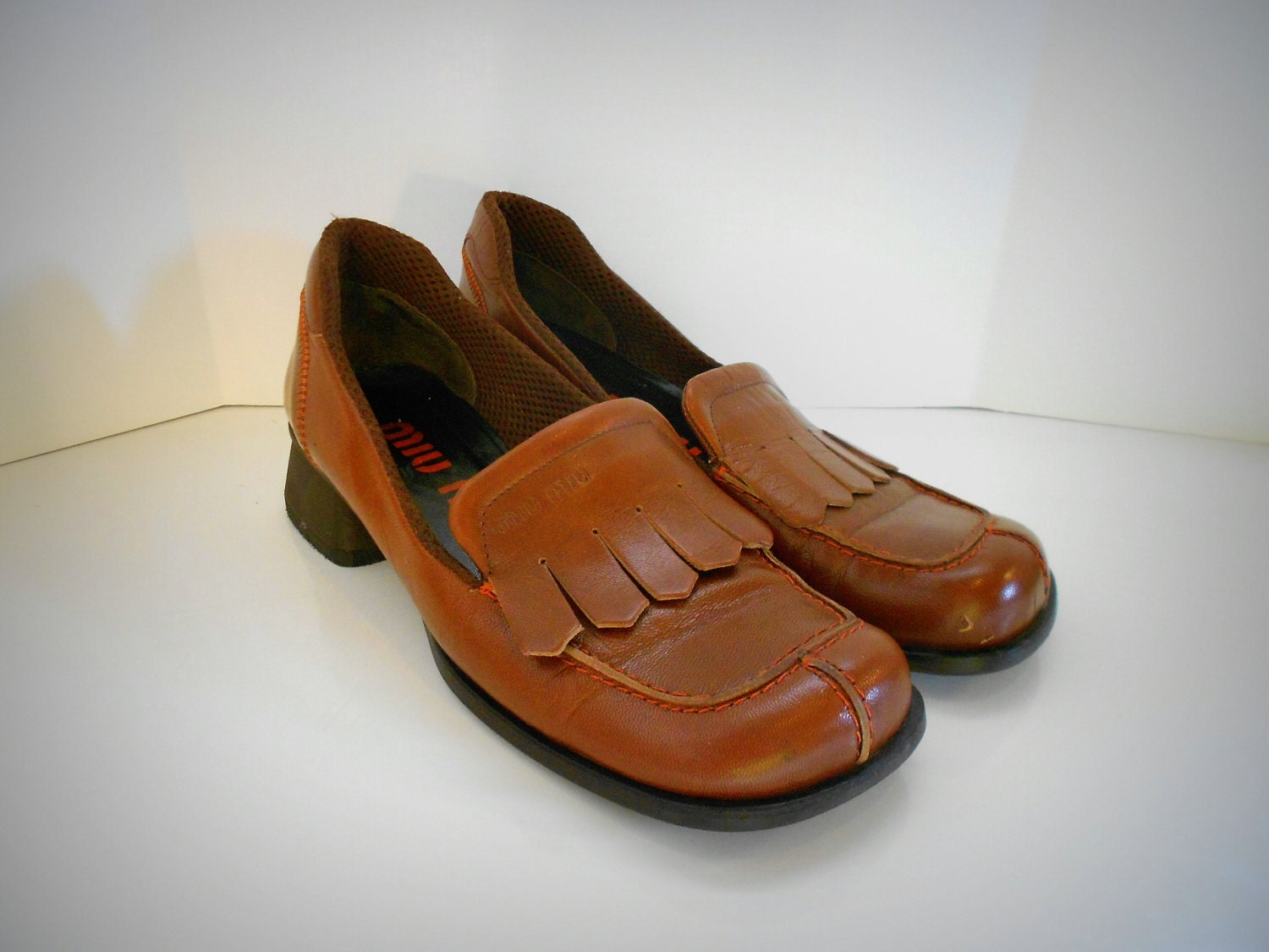 Vintage MIU MIU Kiltie Slip on Leather Loafer by IveGoneModVintage