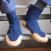 Mens Wool Slipper Socks, Handmade & Eco friendly, men size 12 wide, After Midnight