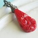 Gemstone Necklace - Tahiti - Coral Teardrop Necklace