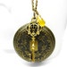 Antique Brass Round Locket Necklace. Skeleton Key Necklace
