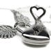 Engraved Angel Wing Necklace, Winged Heart Lock Necklace. Couples Silver Heart Skeleton Key Boyfriend Girlfriend Lovers Padlock Necklace Set