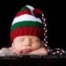 Custom Striped Red and Green and White Stocking Christmas Hat with Tassel for Baby and Newborn