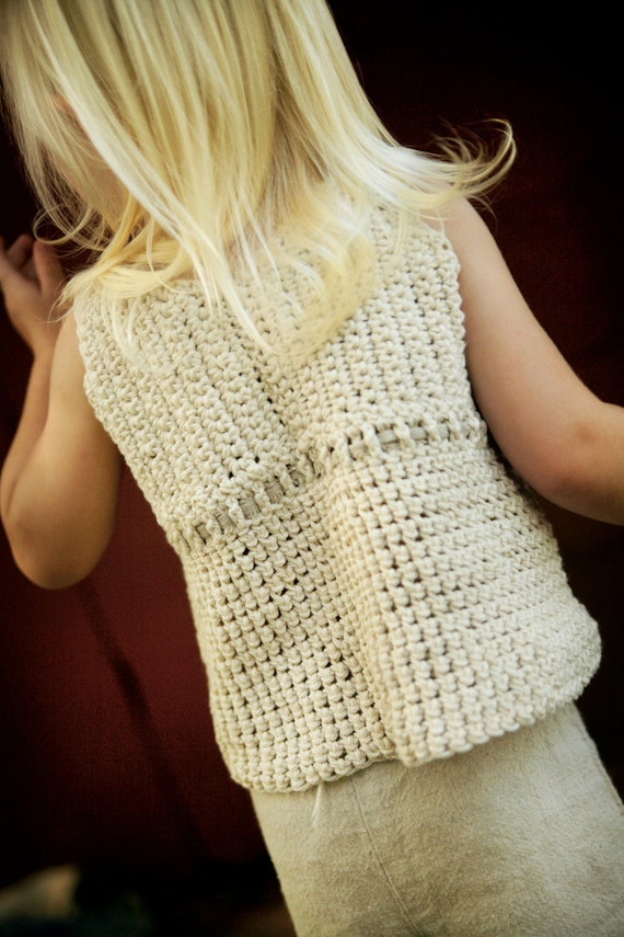 Simple Cream Cotton and Linen Tank Hand Knit Photo by joretta