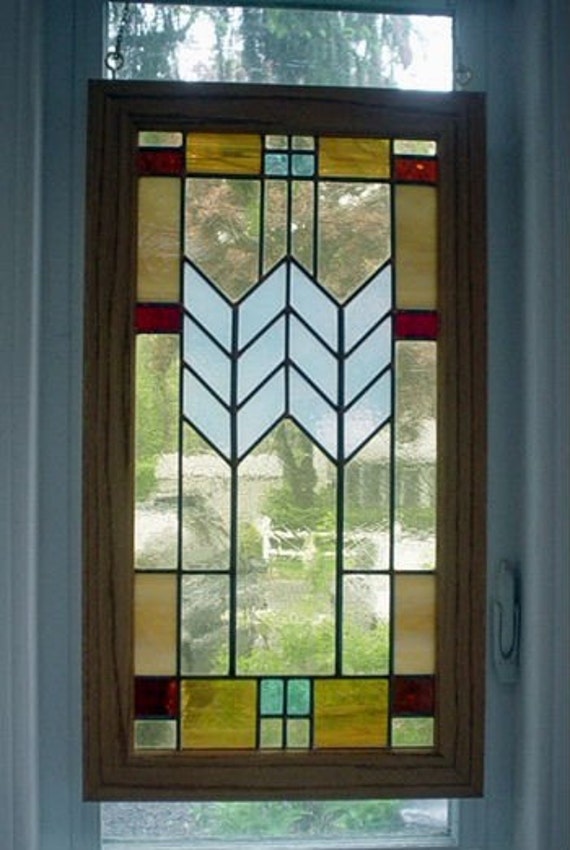 Mission style leaded glass panel