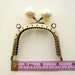 8cm/3 inch Antique Brass purse frame with large pearl kiss lock head, sew holes, and double loops