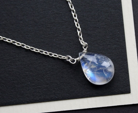 Blue Fire Moonstone Necklace