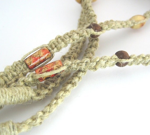 Macrame Lanyard with Earthy Wooden Beads