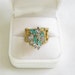 Vintage High Domed Blue and Clear Rhinestones Ring
