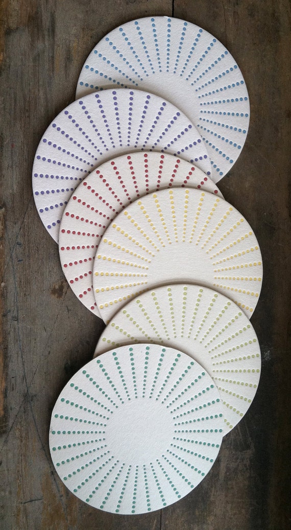Letterpress Starburst Coasters, set of 12