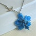 Real Mini Orchid Necklace - Blue, Natural Preserved, Sterling Silver