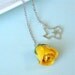Yellow Rosebud Texas Lariat Necklace - Natural Preserved, Sterling Silver, Flower Jewelry, State Jewelry