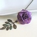 Real Rose Necklace - Purple Lavender, Natural Preserved Verdigris