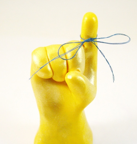 Items similar to Tie a String Around My Finger Reminder Sculpture
