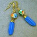 Mystery Garden Vintage Bead Earrings - Japanese Rainbow Millefiori,Sky Blue Dimpled Glass
