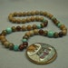 Reserve A.F. Jian Tea Vintage Bead Necklace- Antique Chinese Porcelain Pendant ,Baltic Amber,Turquoise,Picture Jasper
