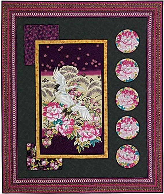 Items similar to SAKURA ASIAN FABRIC PANEL QUILT STARTER KIT PLUS