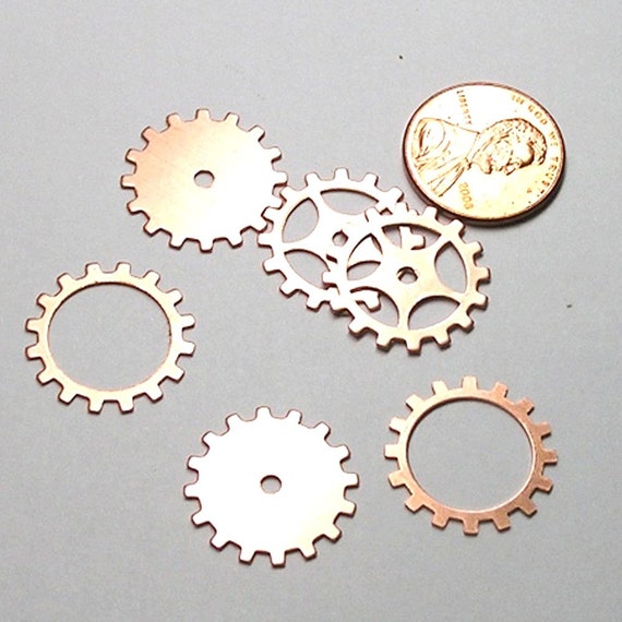 Items similar to 6ea Pure Copper Gears, Sprockets, Cogs Mixed Bag