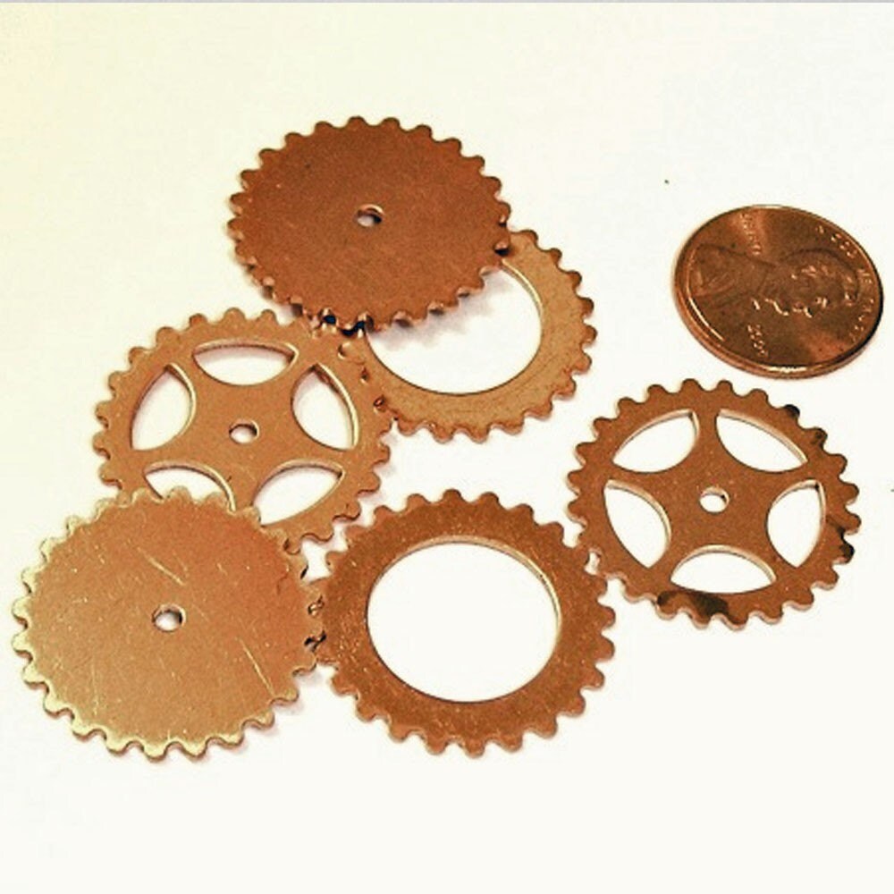 6ea Pure Copper Gears Sprockets Cogs Mixed Bag Larger Sizes