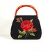 Rose needlepoint tapestry lucite handle tote