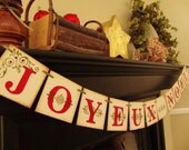 christmas decorations JOYEUX NOEL painted banner garland sign Il_170x135