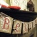 Christmas Decoration BELIEVE Garland Banner Sign Gold Jingle Bells