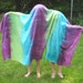 Big striped Play Silk, 44x72 inches, Waldorf, turquoise, green purple, scarf, sarong, veil