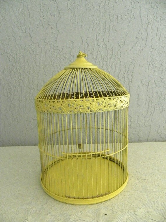 Vintage Yellow Bird Cage Garden Decor