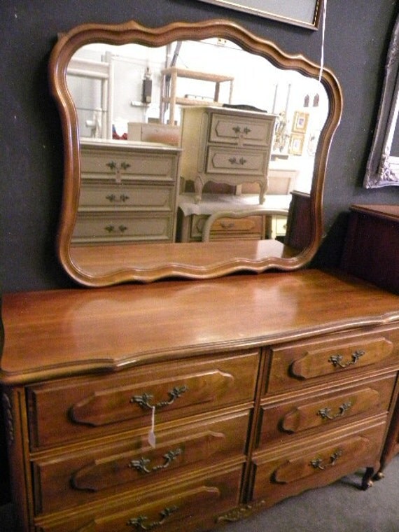 Vintage French Style Double Dresser and Mirror by onlinechic