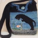 Felted Tote Purse: Black Cat and a Fishbowl FREE SHIPPING USA