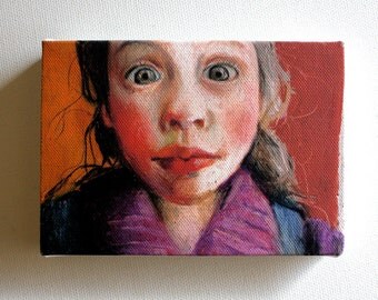 Sofia / Tiny canvas print -wall decoration - girl face art print on canvas- wall hanging