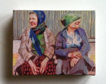 Stories / Tiny canvas print / Folk art print