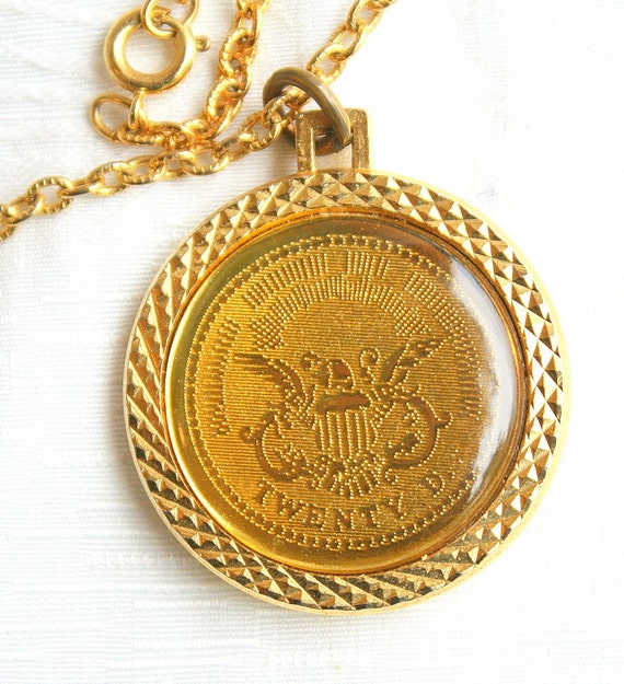 Vintage Bicentennial Coin Pendant Necklace 1976 Lady Liberty