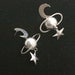 RESERVED for Charlotte Gogola Sterling Galaxy Earrings Pierced Silver Moon Star Planet Saturn Dangle Drop Vintage
