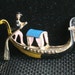 Vintage Gondola Figural Brooch Pin Italy Boat Vintage Enamel