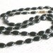 Vintage Black Glass Bead Necklace Flat Oval Beads