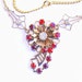 Red Rhinestone Flower Choker Necklace Vintage Filigree Steampunk