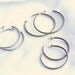 3 Pair HOOP EARRINGS Pierced Vintage 1980s Big Brass Silvertone