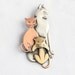 Vintage Cats Figural Brooch Pin 3 Cats Pewter Copper Brass Big Beautiful