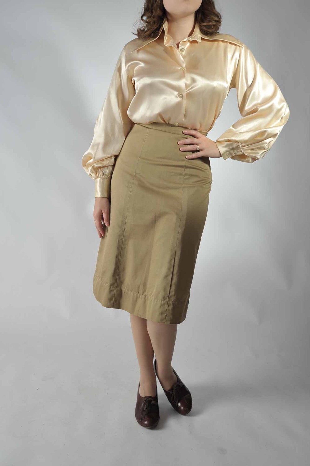 Vintage 1940s WWII WAC Skirt // The Enlisted Gal Khaki Uniform