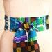 Obi Wrap Belt in a Teal Green Olive Sienna Black White Checkered Acrylic Vintage Fabric - made to order - limited