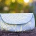 SALE Clutch Purse in Hawaiian Vintage Fabric Chambray Blue and Pale Yellow Made in Hawaii Size Large cc045 - ready to ship