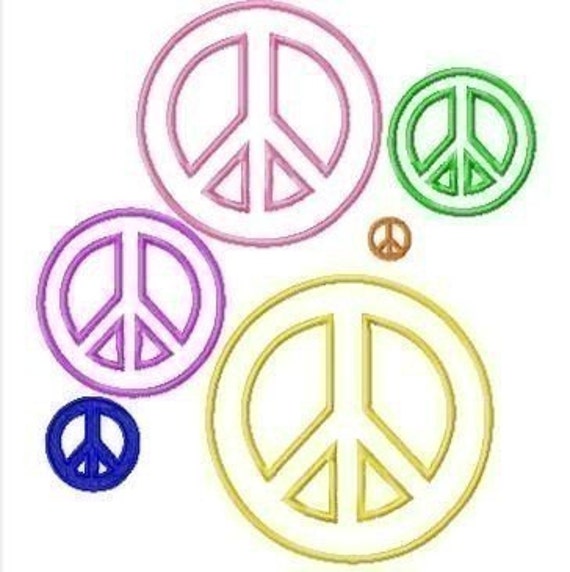 Peace Sign Machine Applique Embroidery Designs Multiple sizes