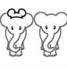 Elephant with and without Mister Mouse ears TWO DESIGNS Machine Applique Embroidery Design, Multiple sizes, including 4 inch