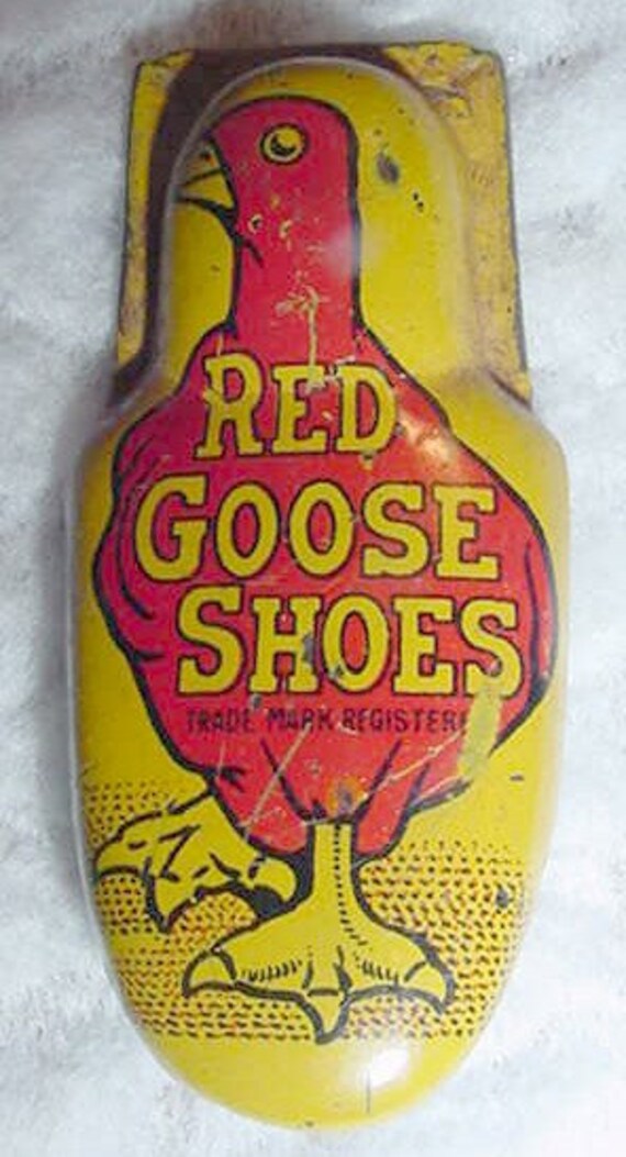 Red Goose Shoes Clicker Tin Toy Vintage Collectible