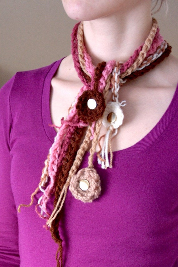 PATTERN Crochet Flower Lanyard Scarf Necklace