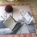 50 Square Earring Trays with Earring Glass Cabochons....Size 15mm...Silver Plated