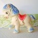 Pony Horse Rubber Squeak Toy Vintage 1950 White Blue Red